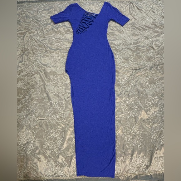 Long Blue Maxi Dress with Long Slit - Picture 5 of 7